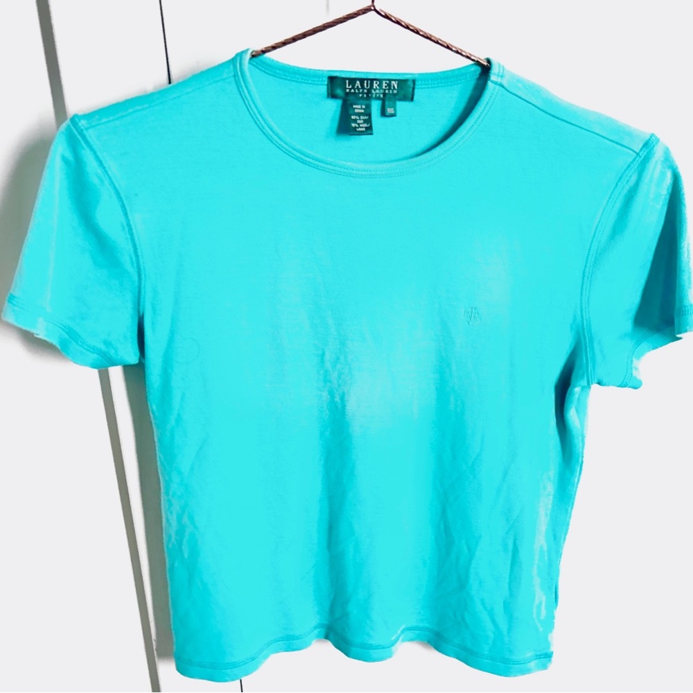 Lauren Ralph Lauren Aqua Silk Blend Top